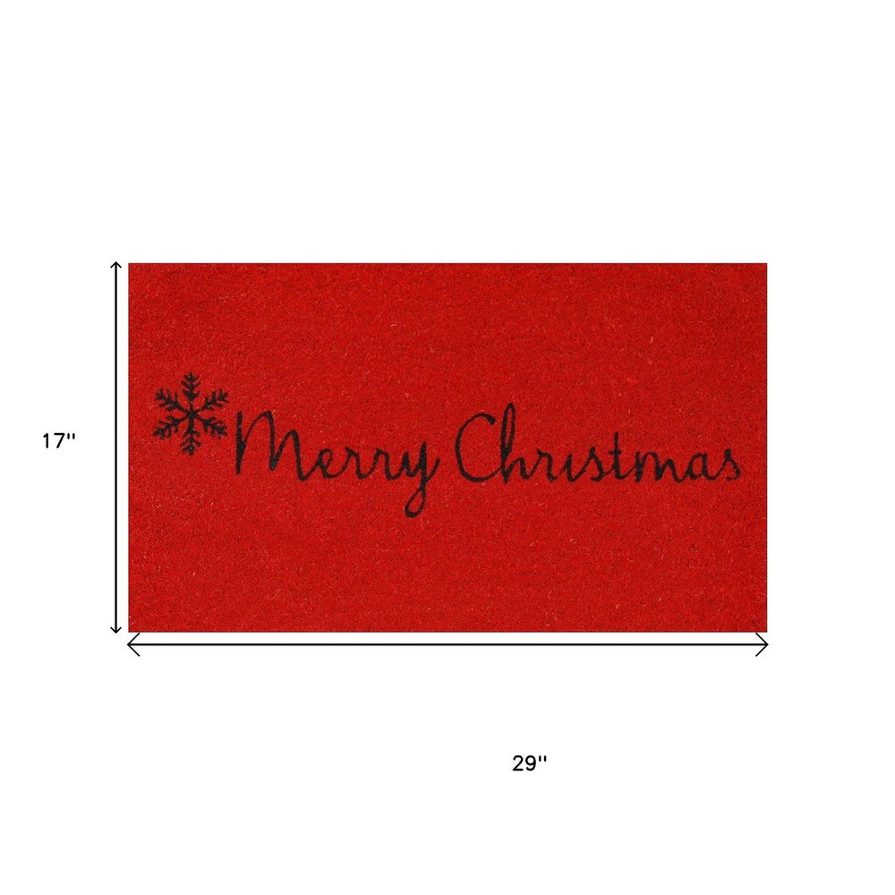 17" X 29" Red And Black Coir Merry Christmas Outdoor Door Mat