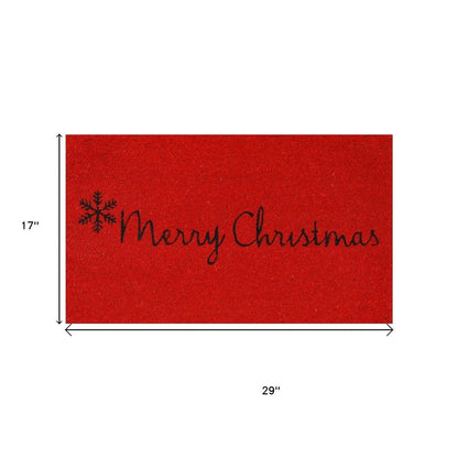 17" X 29" Red And Black Coir Merry Christmas Outdoor Door Mat