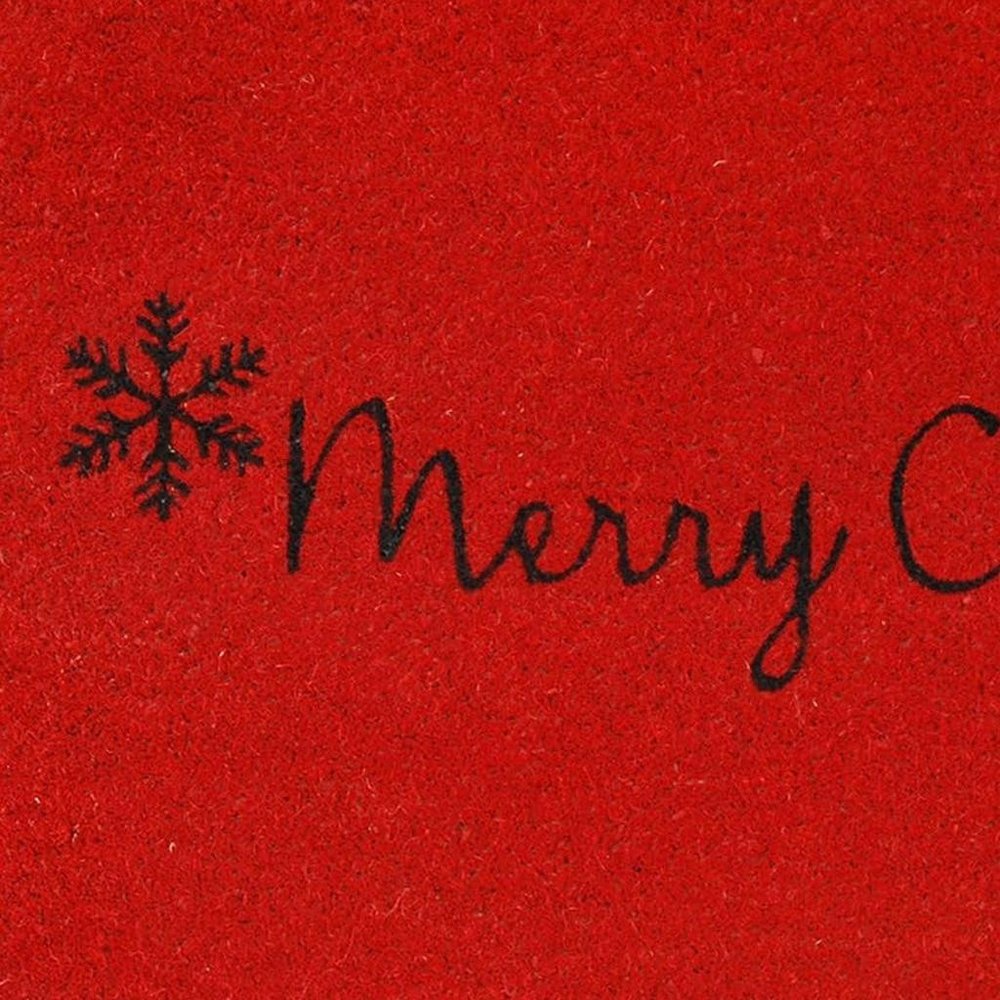 17" X 29" Red And Black Coir Merry Christmas Outdoor Door Mat