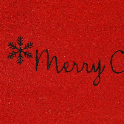 17" X 29" Red And Black Coir Merry Christmas Outdoor Door Mat