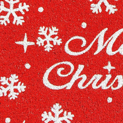 17" X 29" Red And White Coir Merry Christmas Outdoor Door Mat