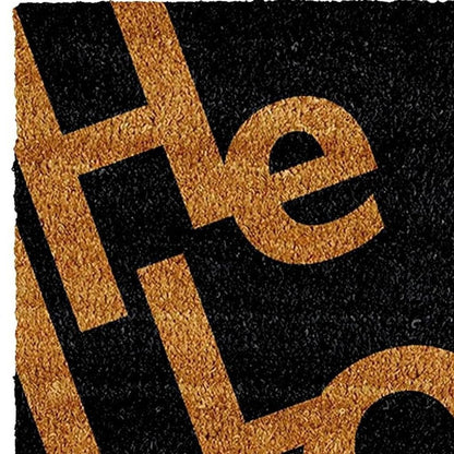 17" X 29" Black And Natural Hello Outdoor Coir Door Mat
