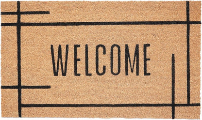 17" X 29" Natural And Black Welcome Outdoor Coir Door Mat