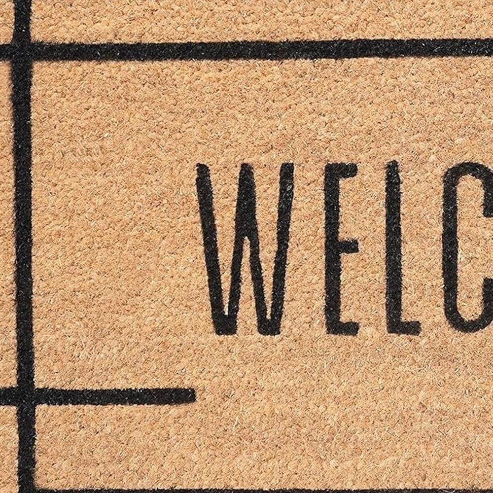 17" X 29" Natural And Black Welcome Outdoor Coir Door Mat