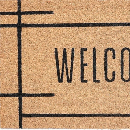 17" X 29" Natural And Black Welcome Outdoor Coir Door Mat