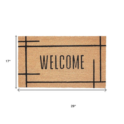 17" X 29" Natural And Black Welcome Outdoor Coir Door Mat