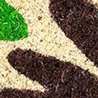 17" X 29" Natural Blue Green And Orange  Floral Outdoor Coir Door Mat