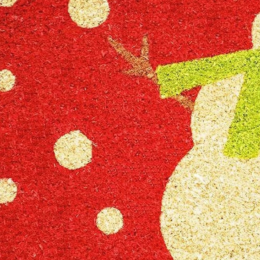 24" X 36" Red And White Coir Snowman Outdoor Christmas Door Mat
