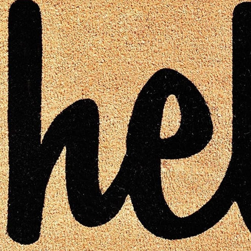 24" X 36" Natural And Black Bold Hello Outdoor Coir Door Mat