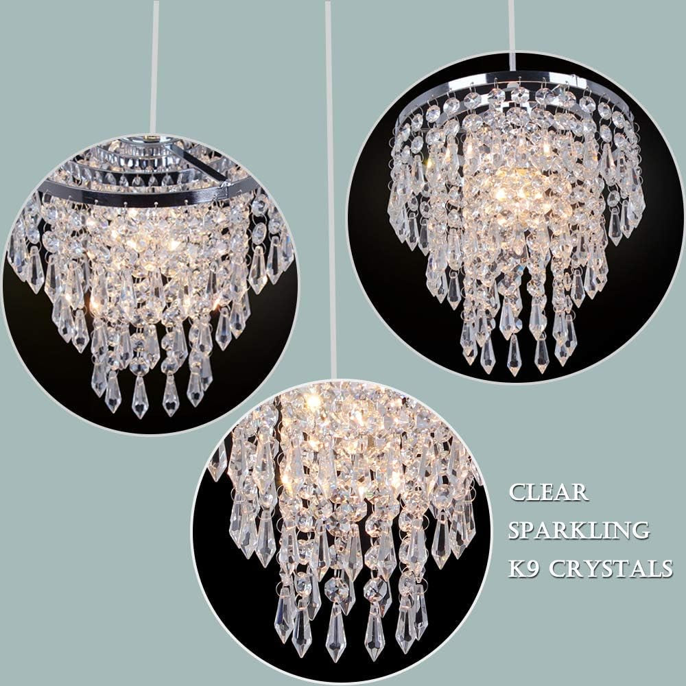 Mini Crystal Chandelier Lighting Fixture Flush Mount Ceiling Light