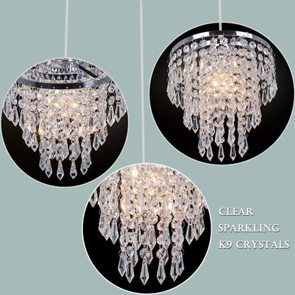 Mini Crystal Chandelier Lighting Fixture Flush Mount Ceiling Light