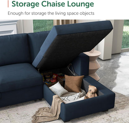 Sleeper Sectional Sofa with Pull Out Bed U Shaped Sectional Couch with