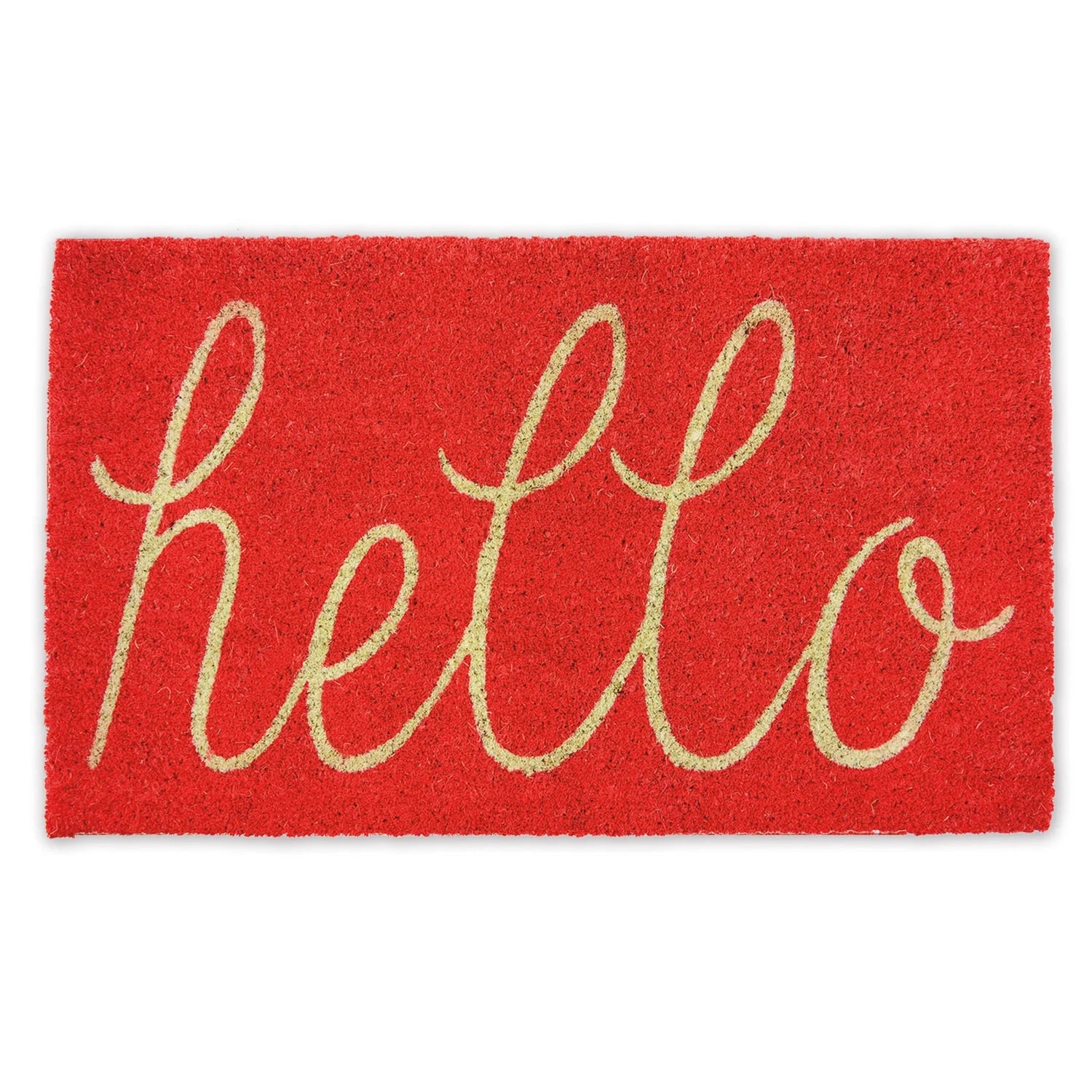 Hello Coir Fiber Doormat Non-Slip Durable Outdoor/Indoor, Pet Friendly, 17X29", Coral