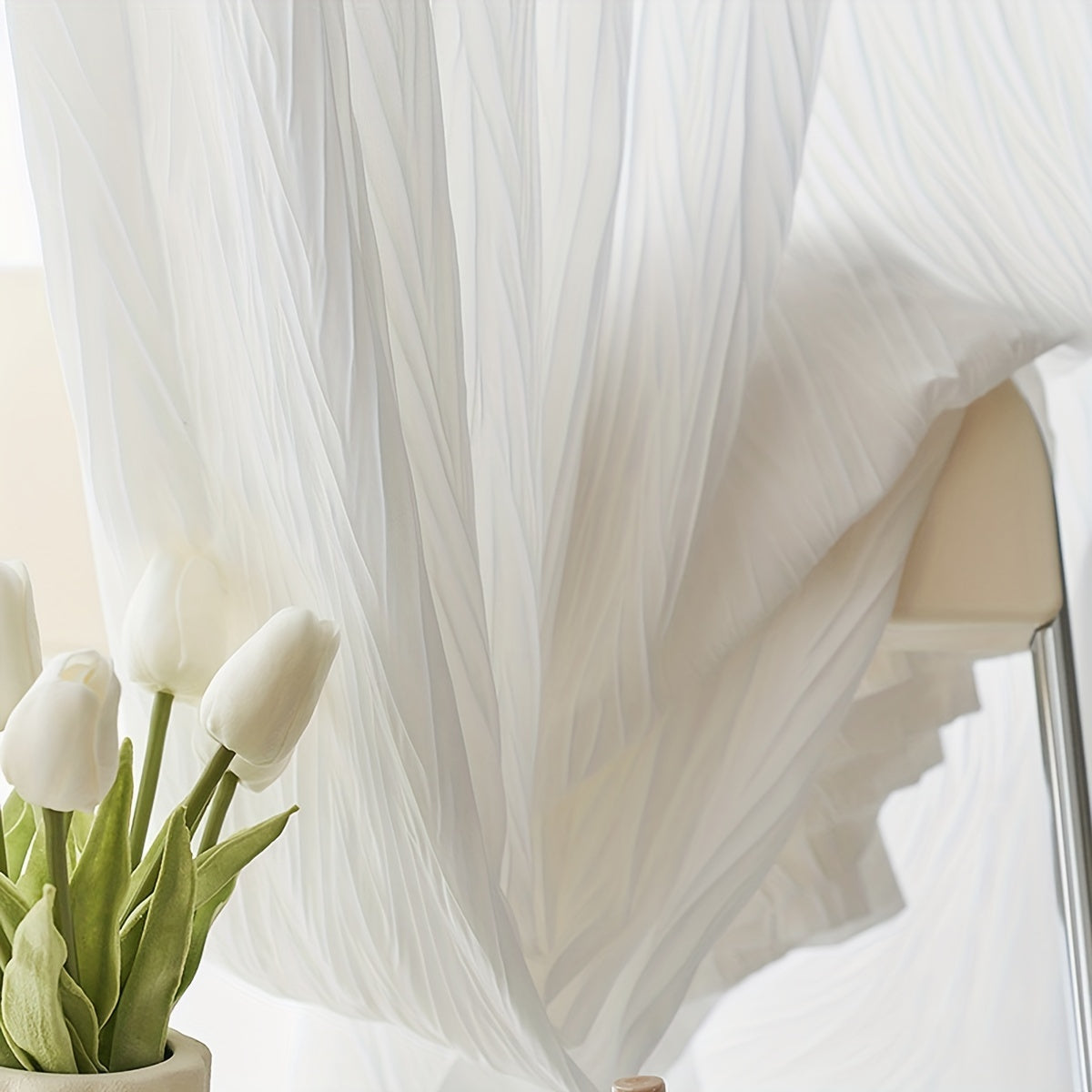 Elegant White Sheer Curtain with Rod Pocket Decor