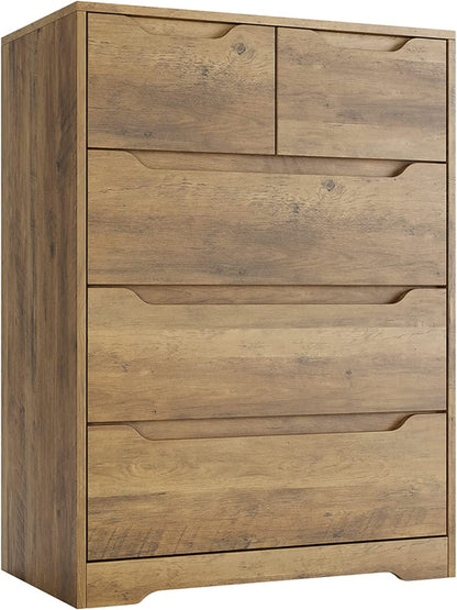 Rustic Brown 5 Drawer Modern Dresser