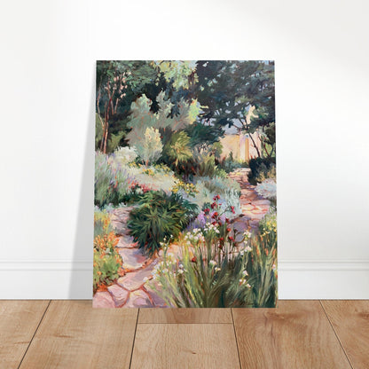 'Garden Path' Floral I 24x32 Museum-Quality Matte Paper Poster | Original Artwork by American Artist Barbara Cleary