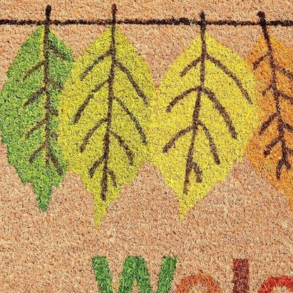 24" X 36" Brown And Natural Fall Leaves Welcome Outdoor Coir Door Mat