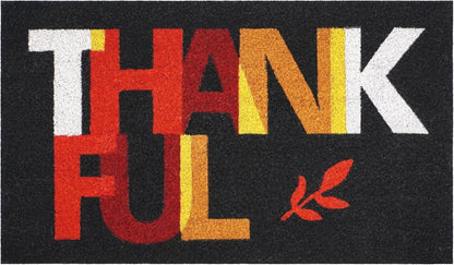 17" X 29" Natural And Brown Thanksgiving Outdoor Coir Door Mat