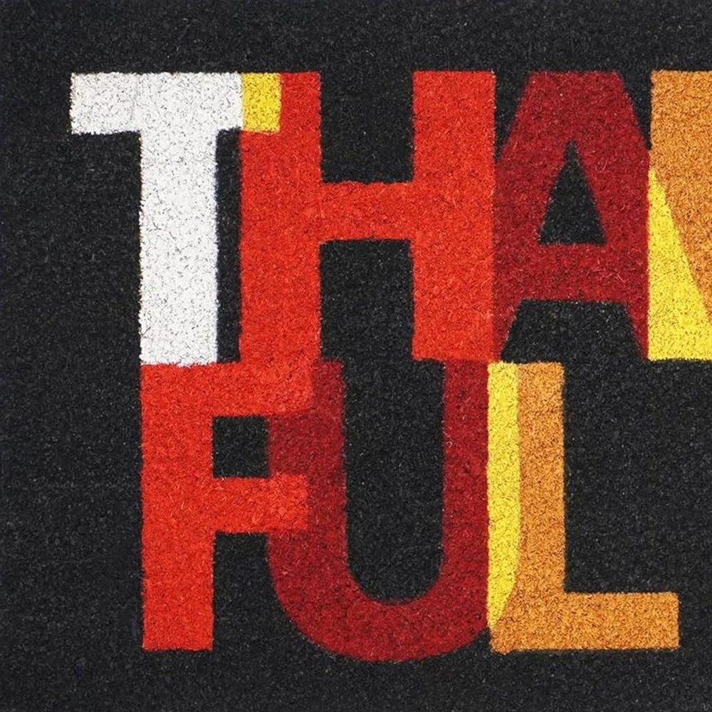 17" X 29" Natural And Brown Thanksgiving Outdoor Coir Door Mat