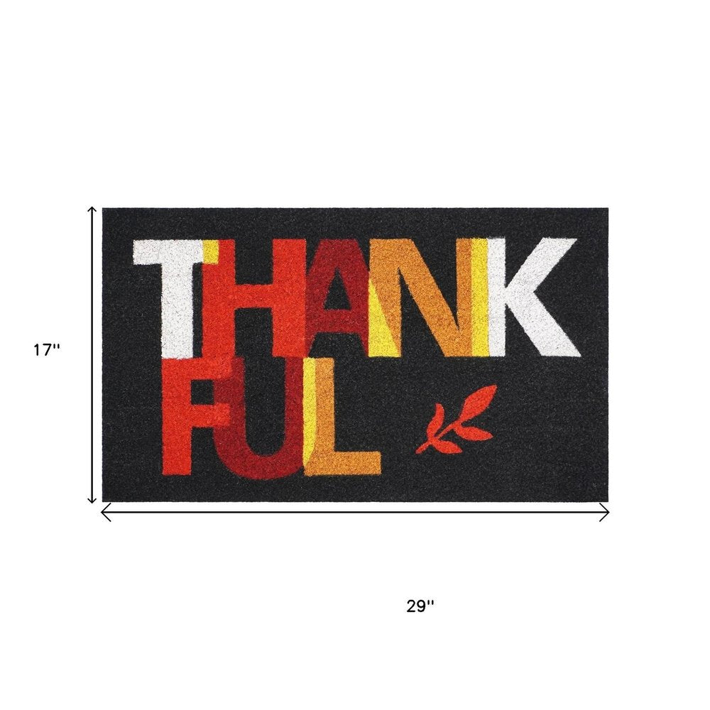 17" X 29" Natural And Brown Thanksgiving Outdoor Coir Door Mat