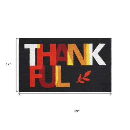 17" X 29" Natural And Brown Thanksgiving Outdoor Coir Door Mat