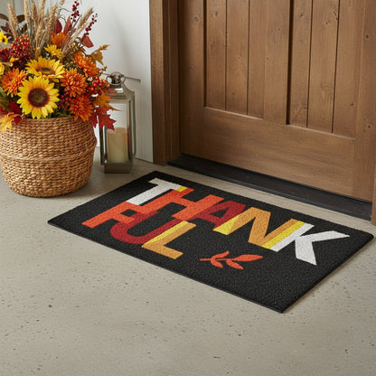 17" X 29" Natural And Brown Thanksgiving Outdoor Coir Door Mat