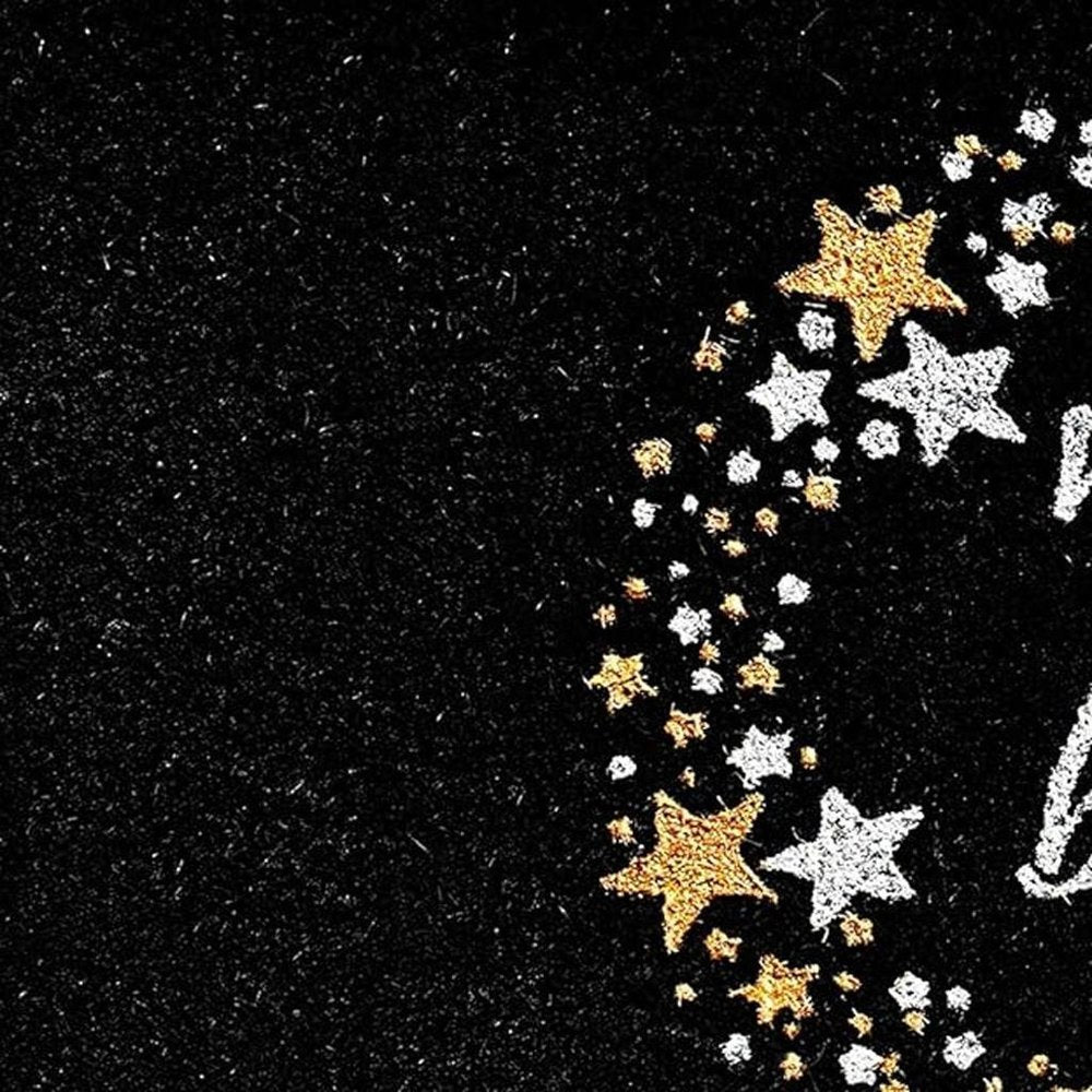 17" X 29" Black Gold And White Christmas Merry and Bright Outdoor Coir Door Mat