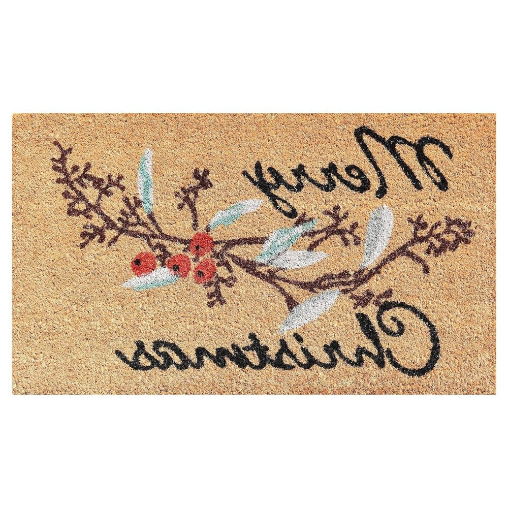17" X 29" Natural And Brown Merry Christmas Outdoor Coir Door Mat