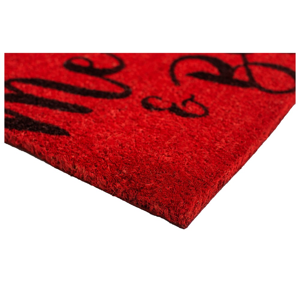 30" X 48" Red And Black Christmas Merry and Bright Outdoor Coir Door Mat