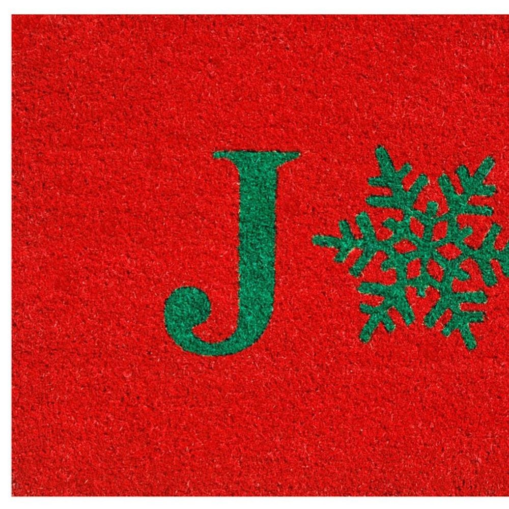 17" X 29" Red And Green Christmas Outdoor Coir Door Mat