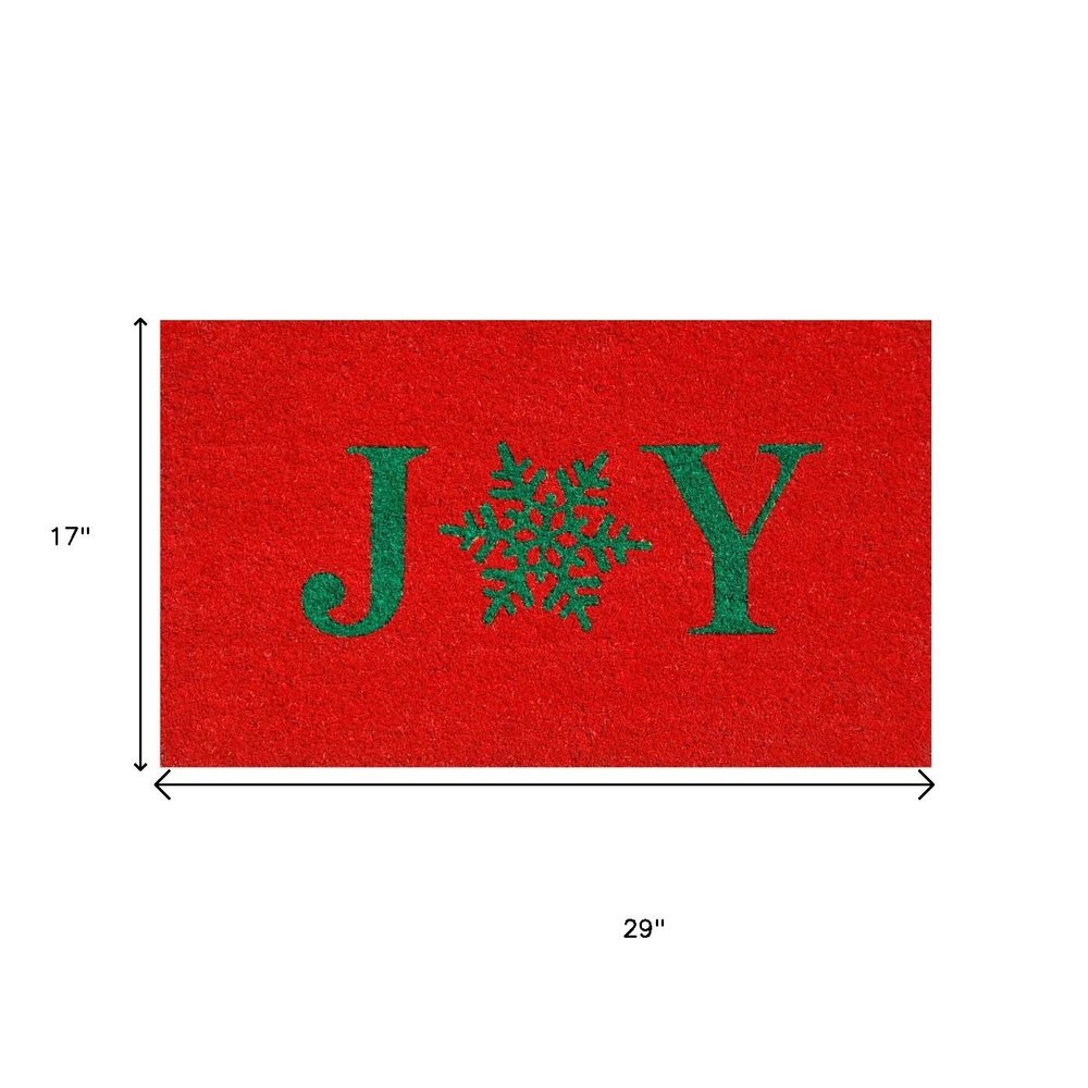 17" X 29" Red And Green Christmas Outdoor Coir Door Mat