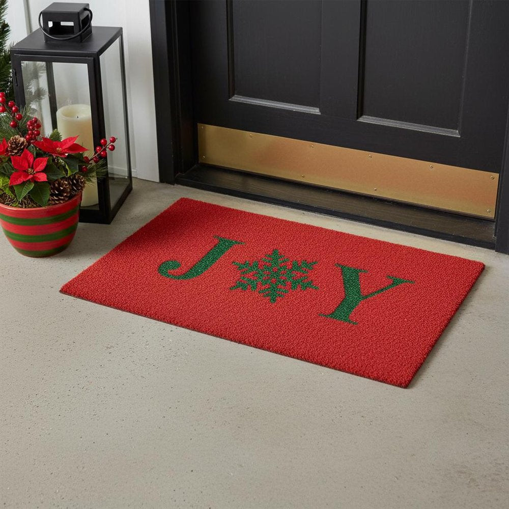 17" X 29" Red And Green Christmas Outdoor Coir Door Mat