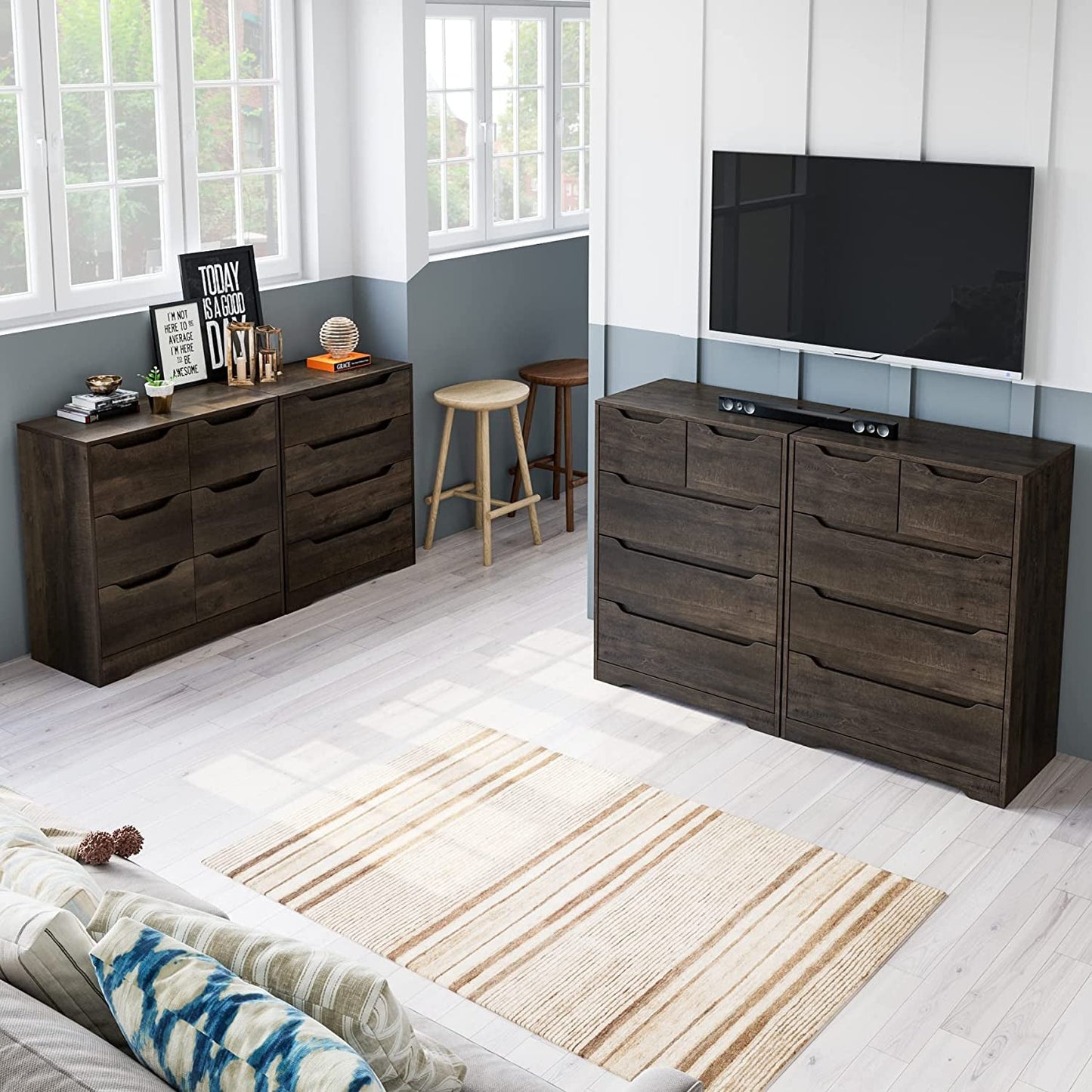 Dark Brown 5-Drawer Modern Dresser