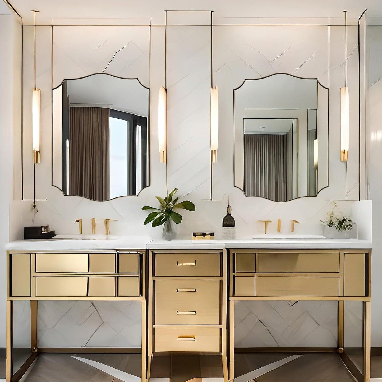 Stainless Steel Metal Frame Wall Mount Vanity Mirror, 22X30 Irregular