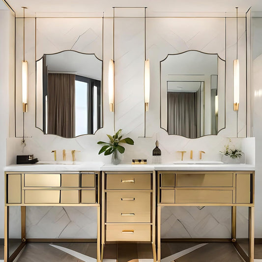 Stainless Steel Metal Frame Wall Mount Vanity Mirror, 22X30 Irregular