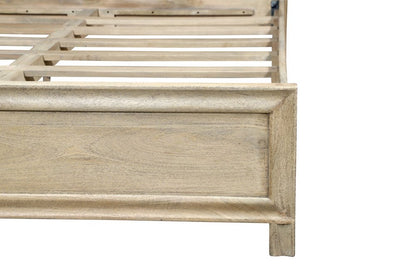 Gray Carved Abstract Solid Wood King Bed Frame