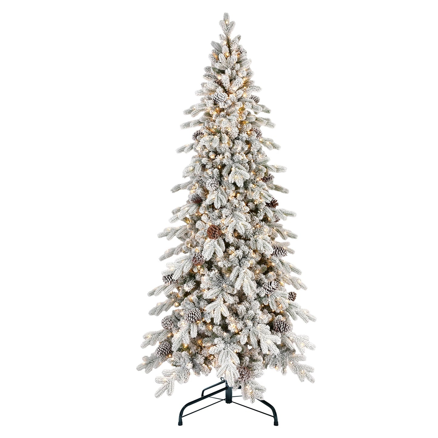 6FT Flocked PE/PVC Christmas Tree with 600 Warm White LED Lights – 935