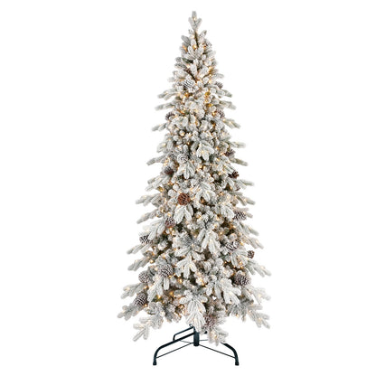 6FT Flocked PE/PVC Christmas Tree with 600 Warm White LED Lights – 935