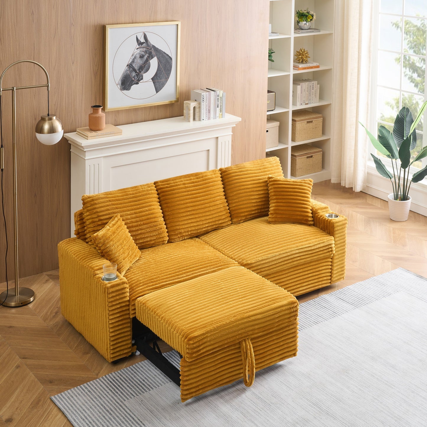 An 80-inch two-in-one pull-out, foldable and hidden chaise longue