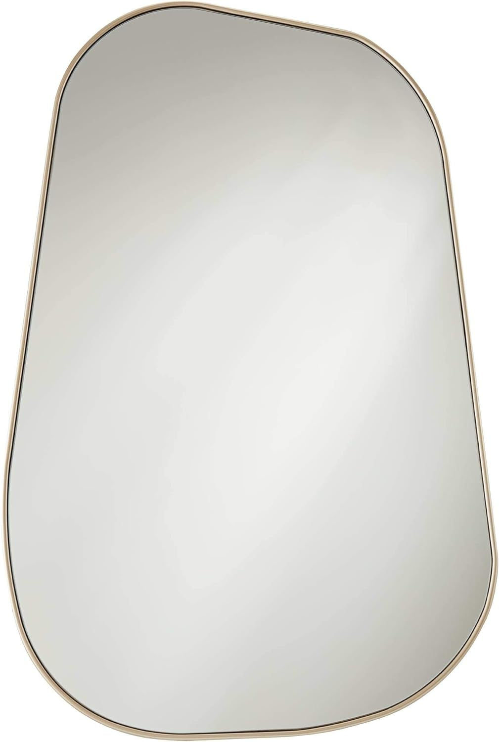 Modern Asymmetrical Curved Corner Champagne Gold Frame Vanity Mirror -