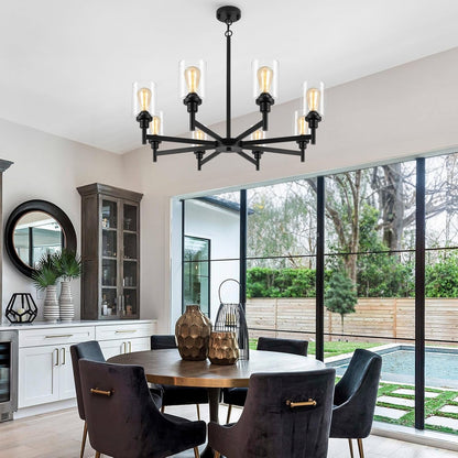 Black Chandeliers for Dining Room Light Fixture, Modern Farmhouse