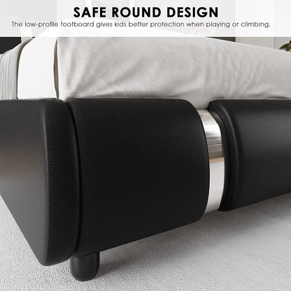 Queen Faux Leather Upholstered Platform Bed Frame