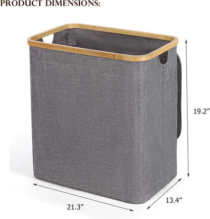 HYNAWIN 90L Laundry Hamper with Lid Large Bamboo Laundry Basket Dirty Clothes Collapsible Laundry Hamper for Bedroom, Laundry Room, Closet, Bathroom, College Dorm