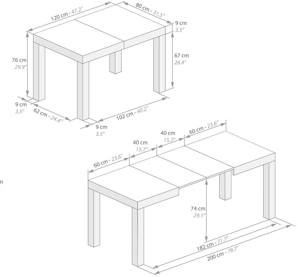 First Extendable Concrete Grey Table, Made in Italy