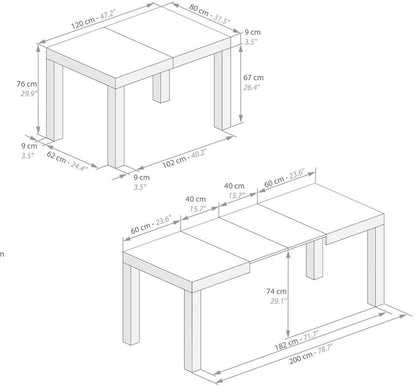 First Extendable Concrete Grey Table, Made in Italy
