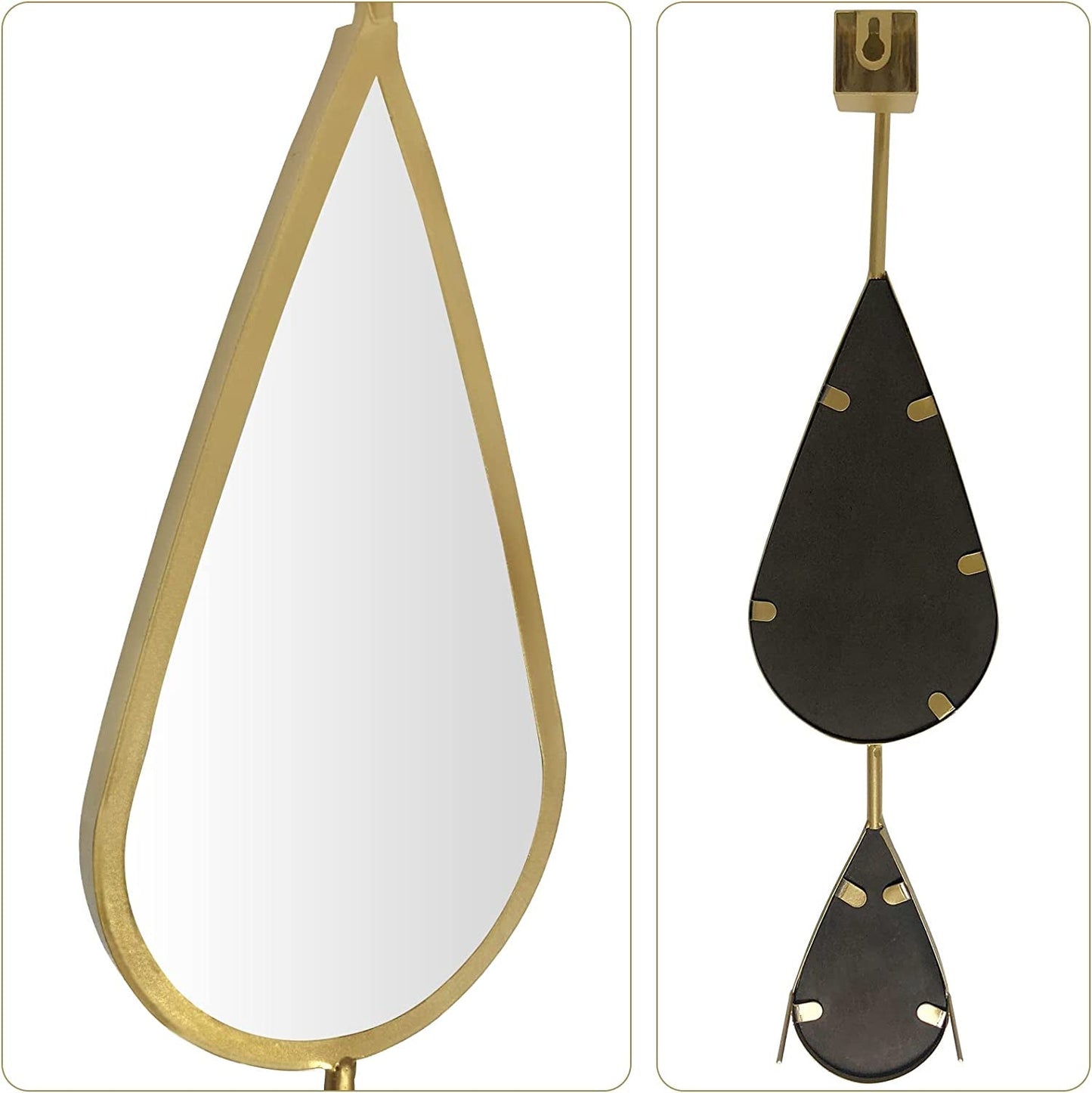 Wall Mirror Decorative Mirrors Mounted Decor Tear Drop Shape Gold for