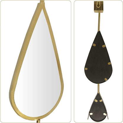 Wall Mirror Decorative Mirrors Mounted Decor Tear Drop Shape Gold for