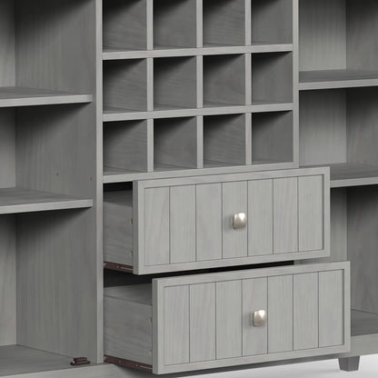 Fog Grey Solid Wood Transitional Sideboard Buffet and Wine Rack