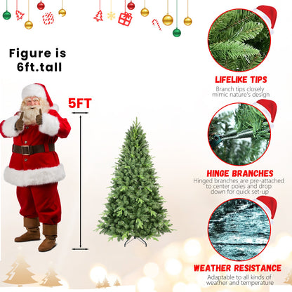 9FT Classic Christmas Tree with 3509 PE+PVC Tips – Realistic Hinged