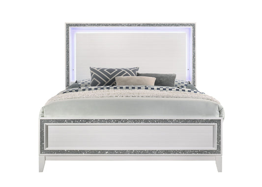 Haiden White Finish Queen Bed W/Led